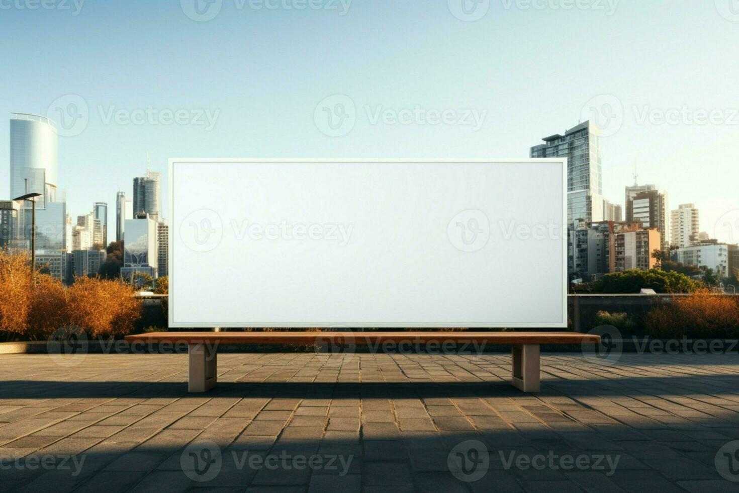 AI generated Cityscape storyteller an empty billboard awaits, ready to capture gazes photo