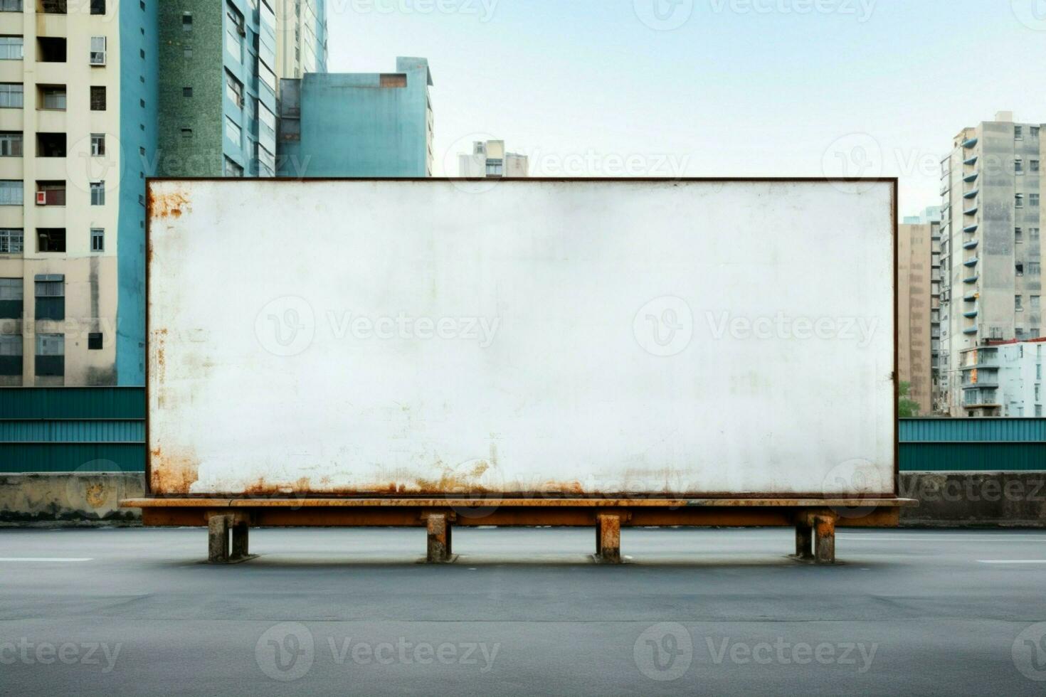 AI generated Billboard potential an empty canvas on city street, advertising anticipation photo