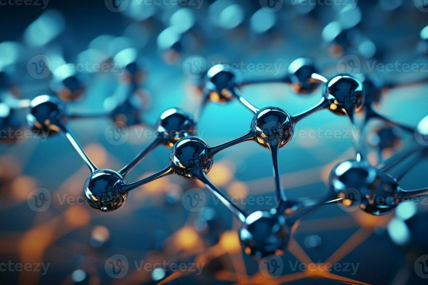 AI generated Close up molecule captivates against a mesmerizing blue scientific backdrop photo