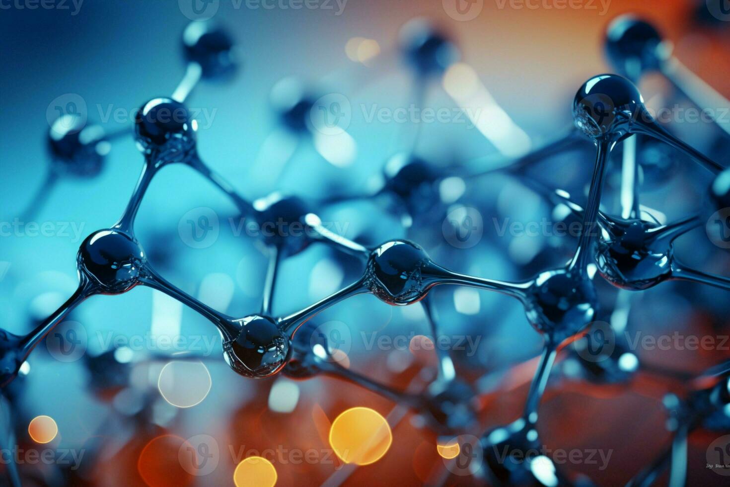 AI generated Close up molecule captivates against a mesmerizing blue scientific backdrop photo