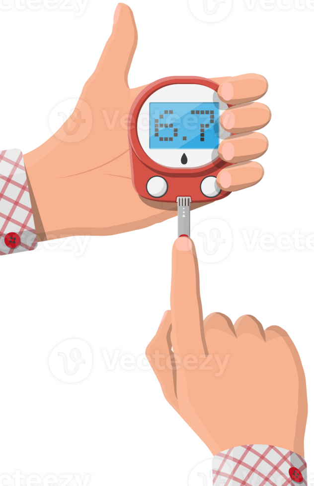 Testing blood glucose concept. Glucometer png