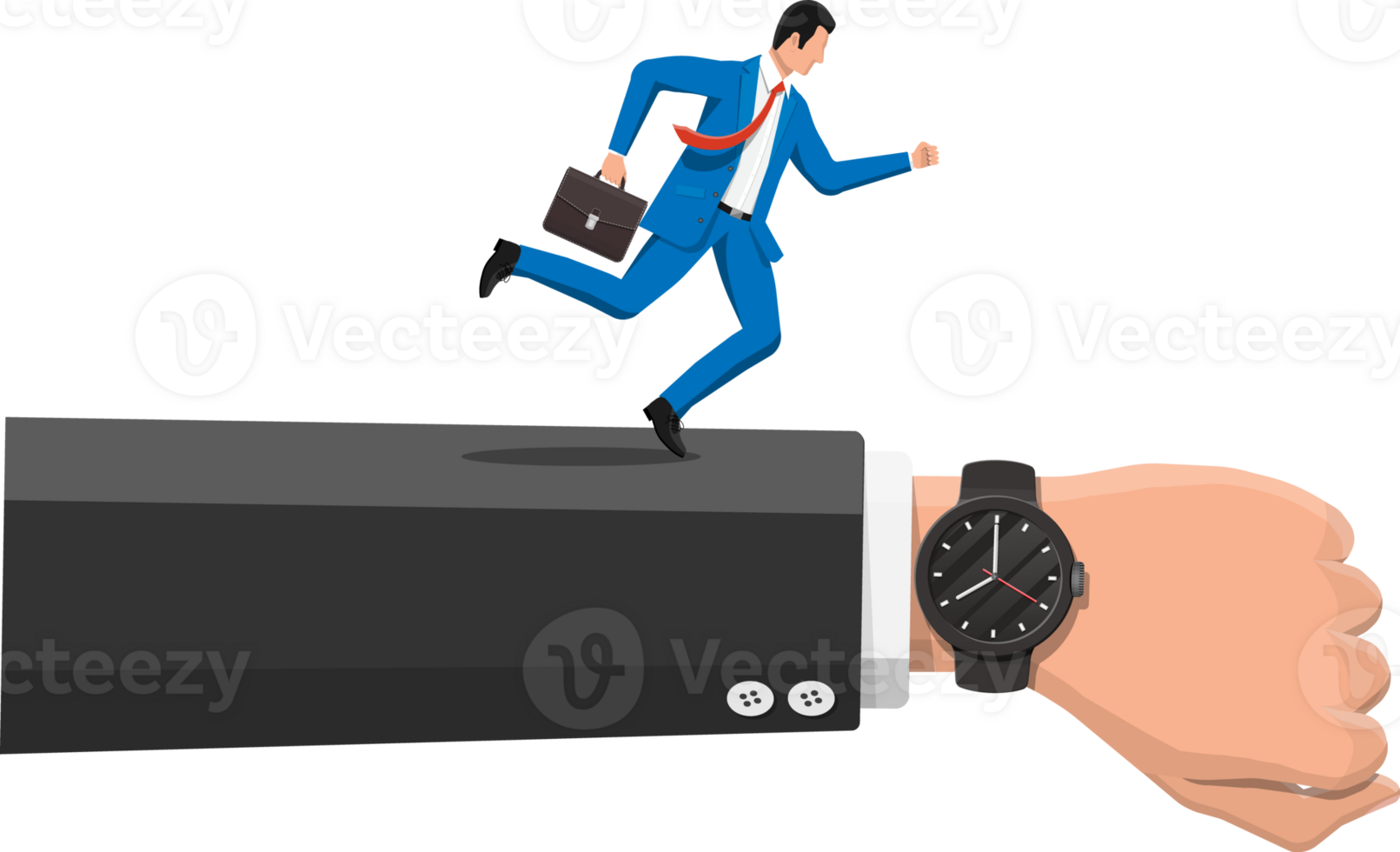 Businessman on hand ladder is fast running png