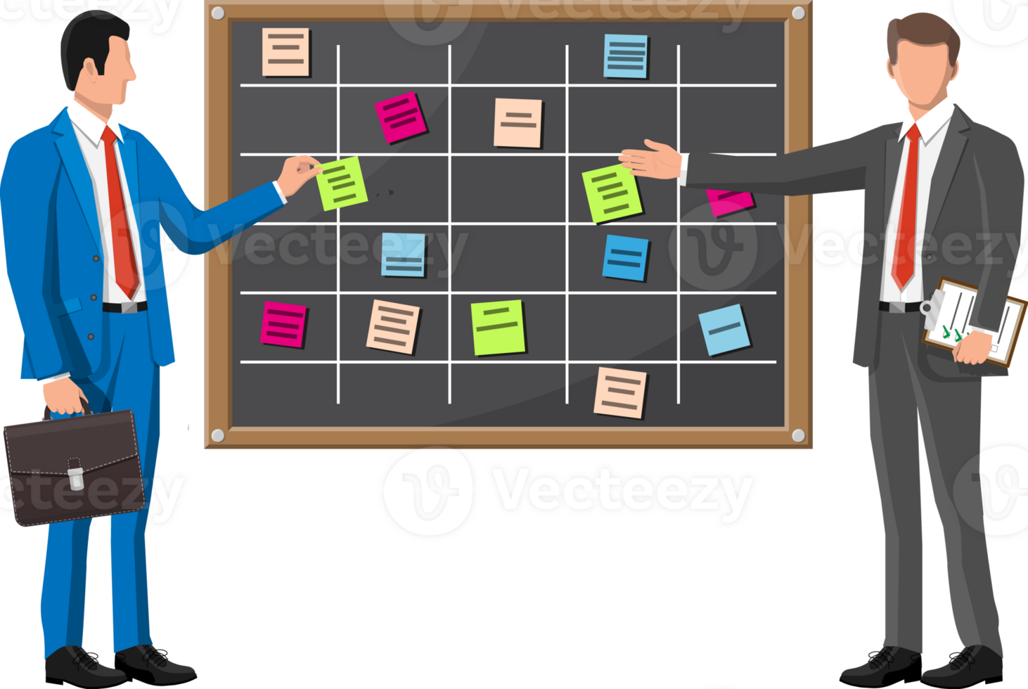 Scrum agile board and businessman. png