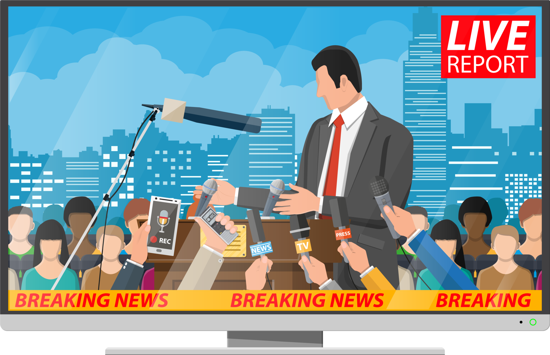 Press conference concept, news, media, journalism. 35772232 PNG