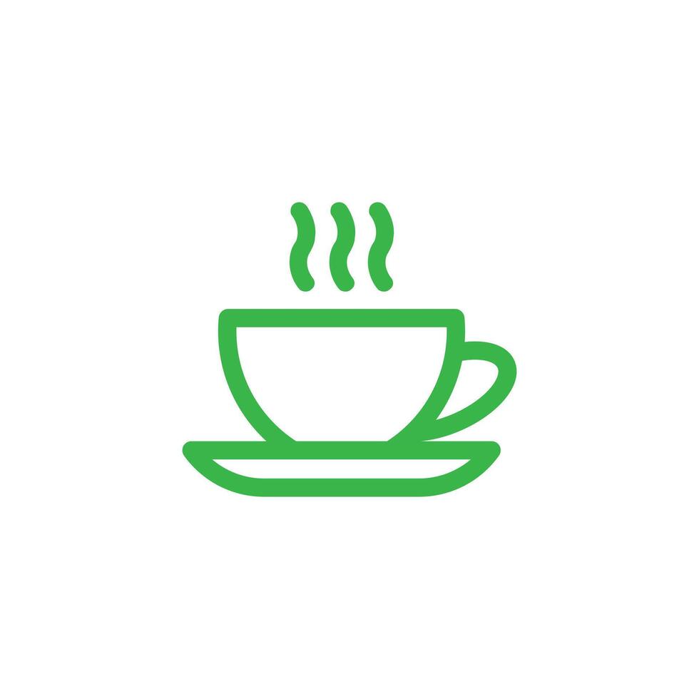 green Cup of coffee line art icon isolated on white background. Cup flat icon. Thin line signs for design logo, visit card, etc. Single high quality outline symbol for web design or mobile app. vector