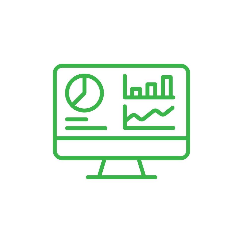 eps10 tablero administración verde línea Arte icono. sencillo contorno estilo. usuario panel plantilla, datos análisis, agencia, grafico, negocio lineal signo. vector contorno ilustración aislado en blanco antecedentes.