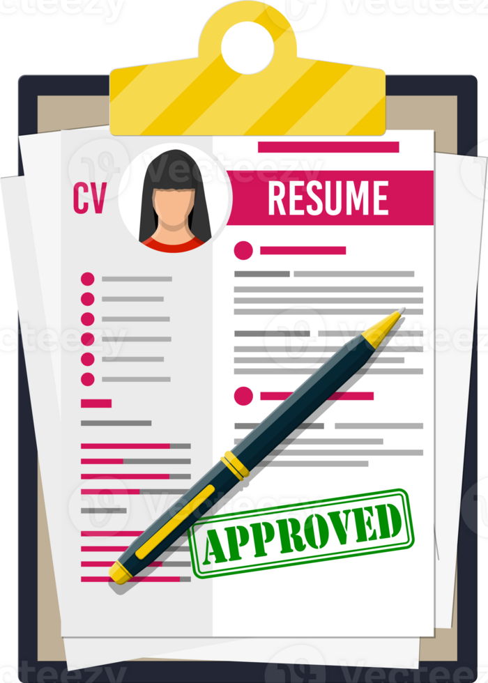 Clipboard with job application and pen. png