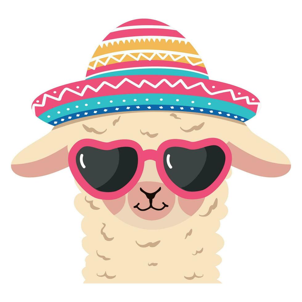 lama alpaca head with glasses vector