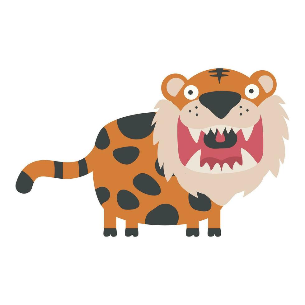 Cute tiger animal doodle cartoon vector