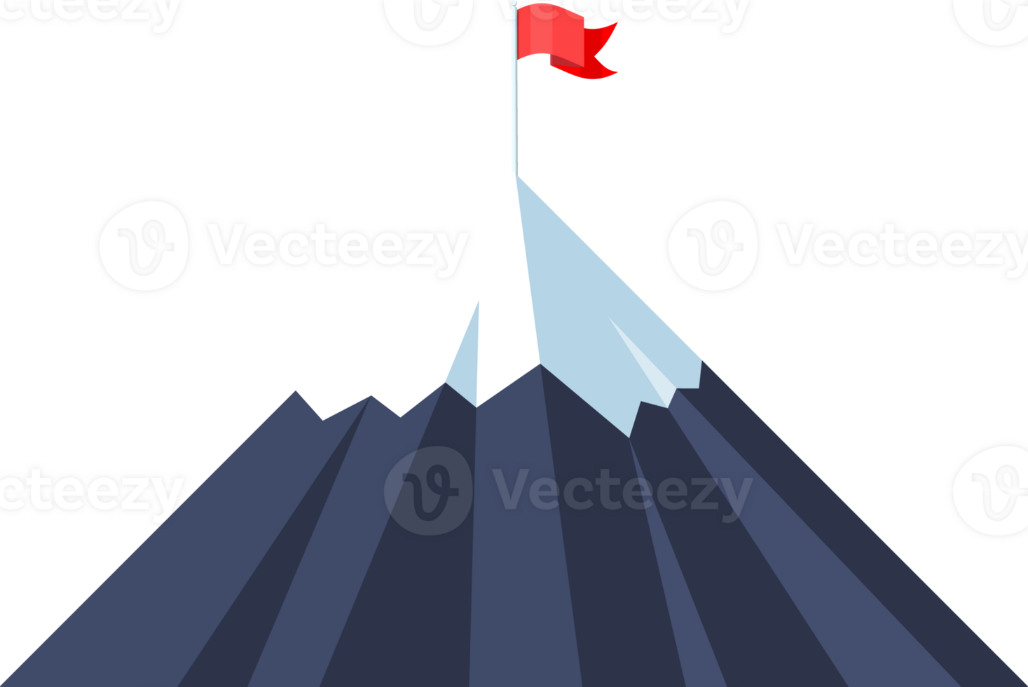 Flag on peak of mountain. png