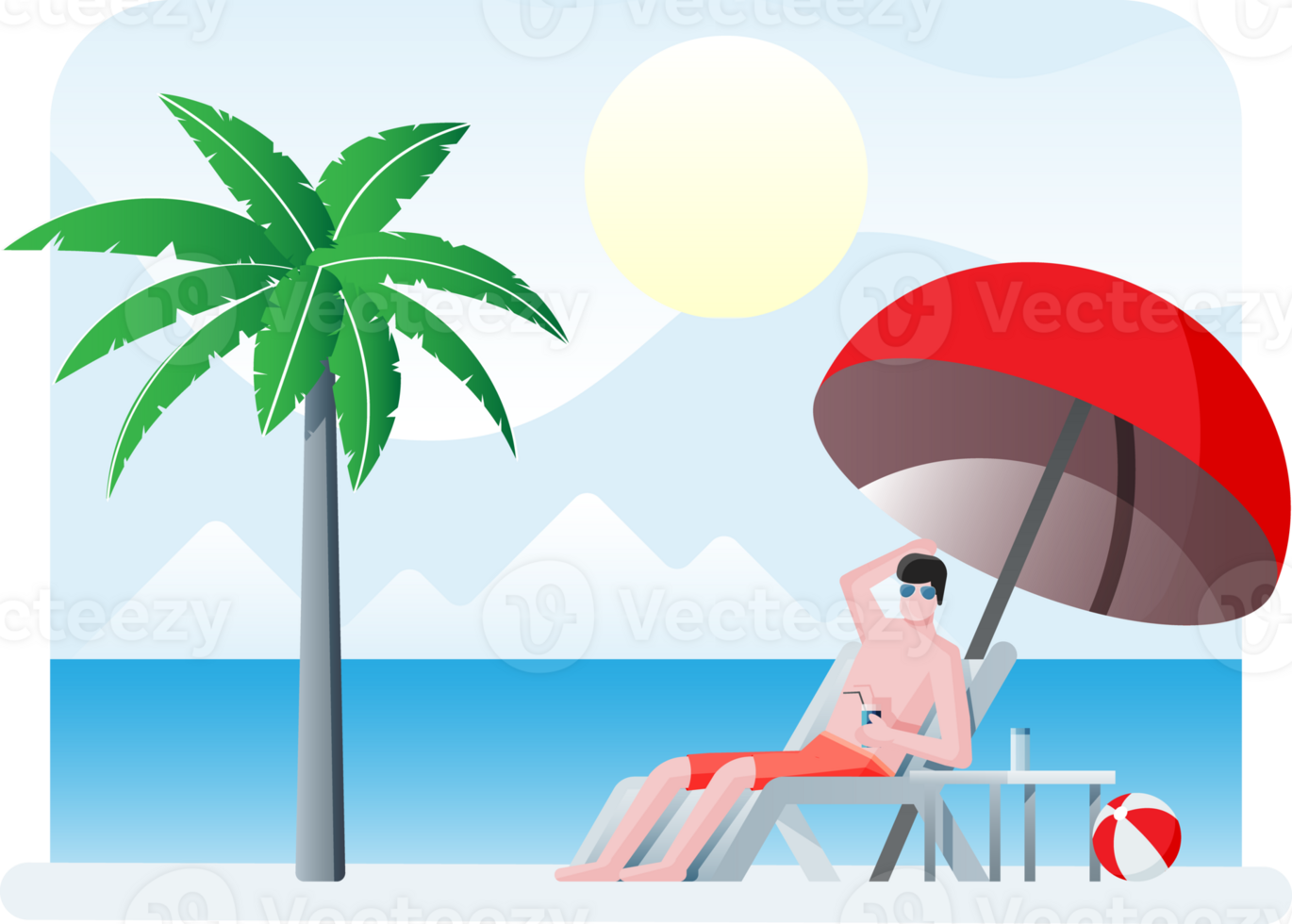 Landscape of palm tree on beach png