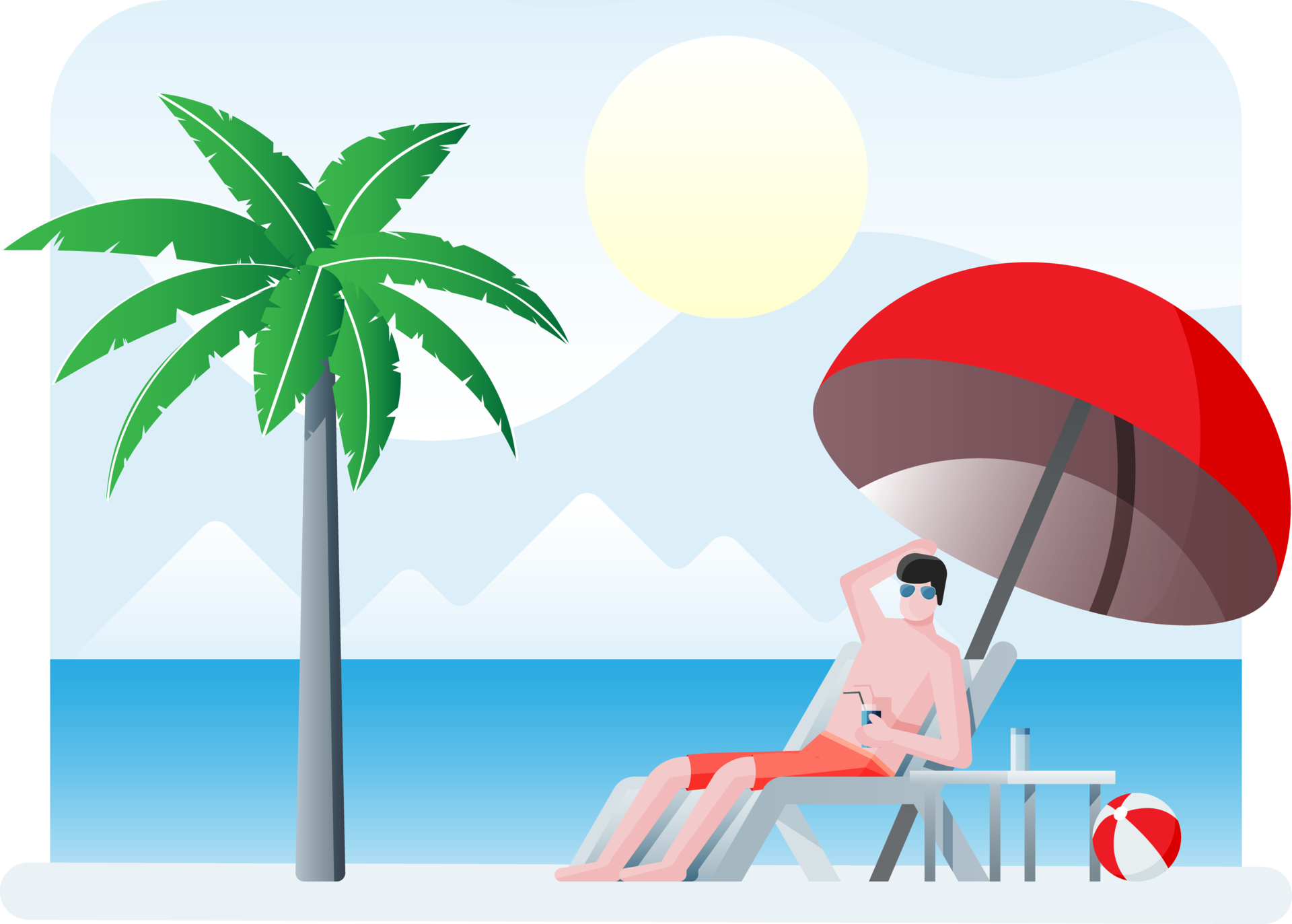 Landscape of palm tree on beach 35772726 PNG