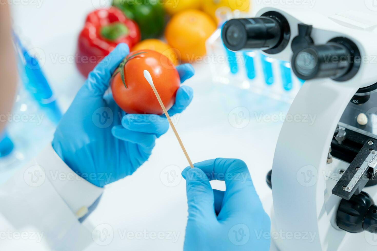 Scientist check chemical food residues in laboratory. Control experts inspect the concentration of chemical residues. hazards, ROHs standard, find prohibited substances, contaminate, Microbiologis photo