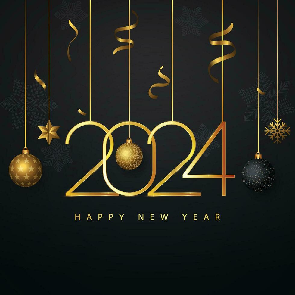 Happy new year 2024 elegant golden design vector