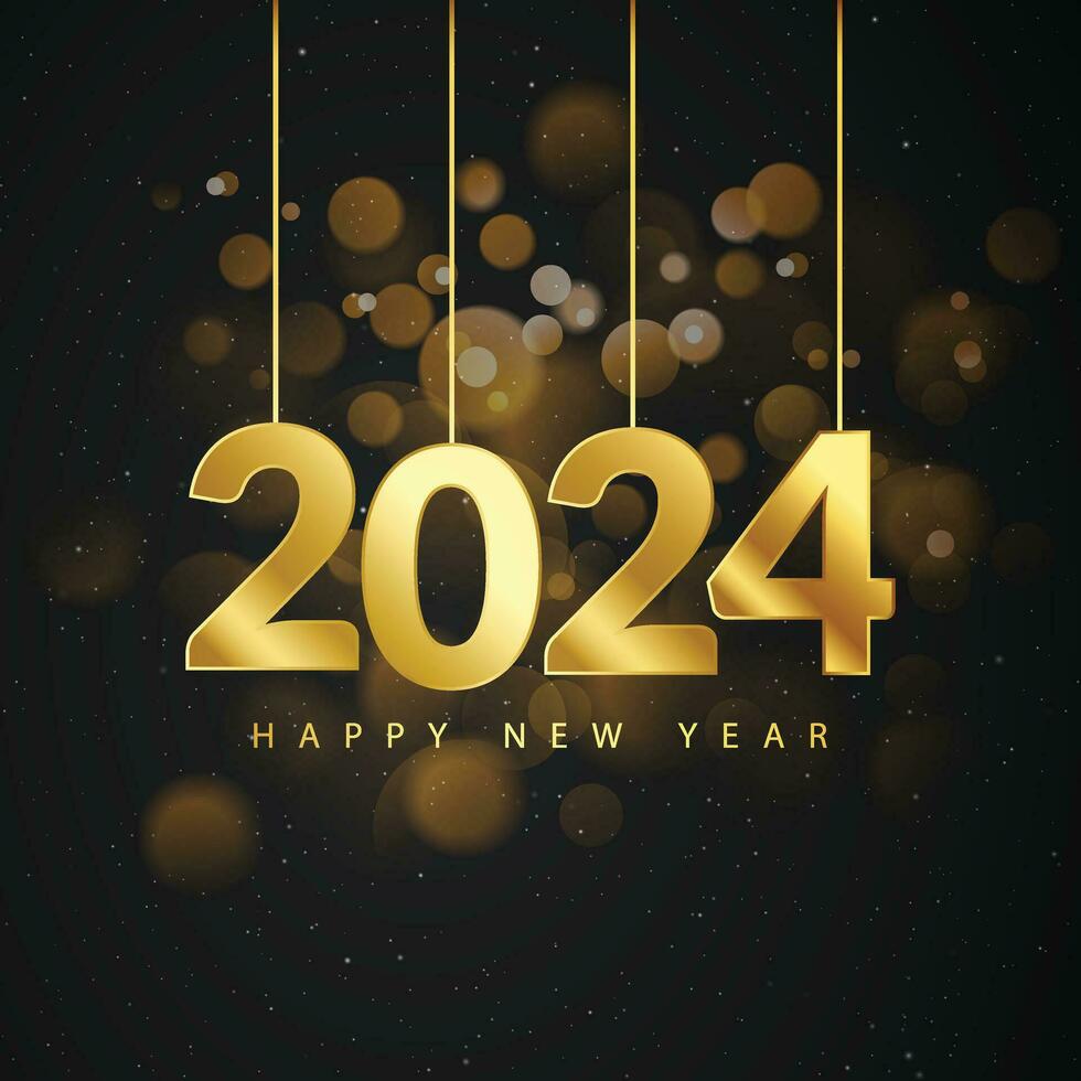 new year 2024 golden black design vector