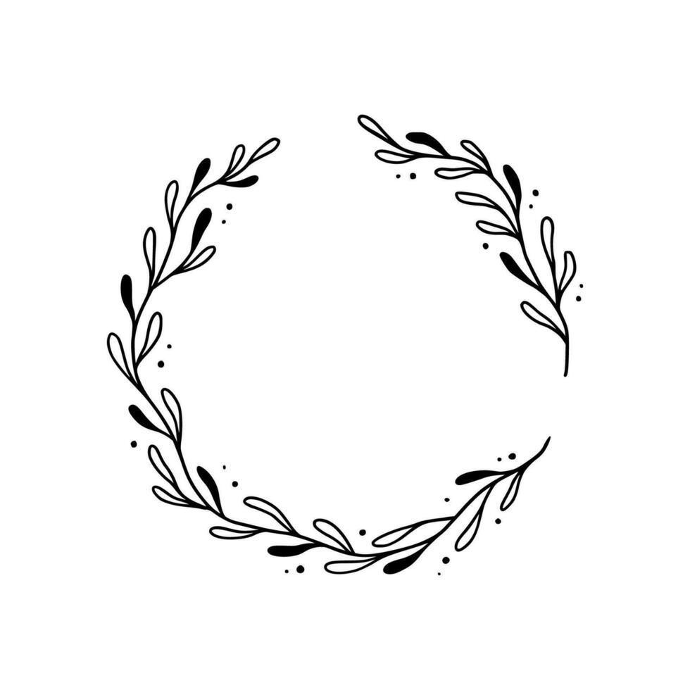Floral circle frame, elegant wreath round border vector