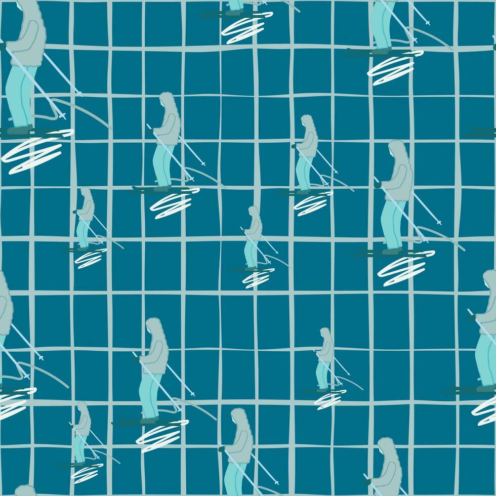 Seamless pattern of skier. vector