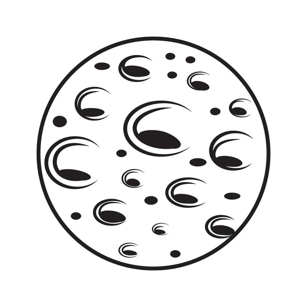 Abstract planet Moon in doodle style, black outline, vector illustration