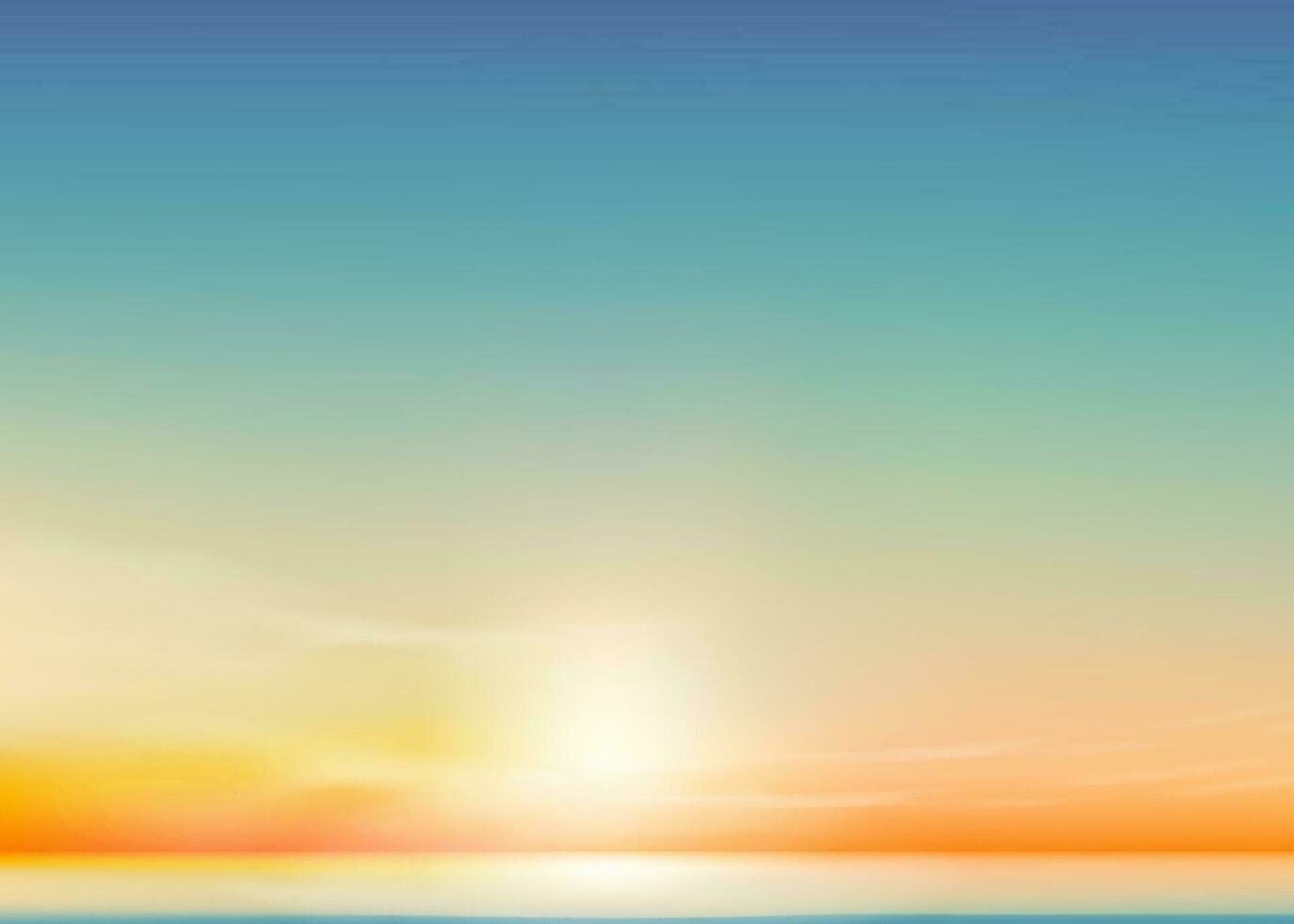 Sunset Sky Blue Background,Horizon Spring Sunrise Sky,Cloud with Orange,Yellow,Green over Sea Beach,Vector Panoramic Summer Banner Beautiful Sweet in Nature Romantic Sky in Evening for Travel,Holiday vector