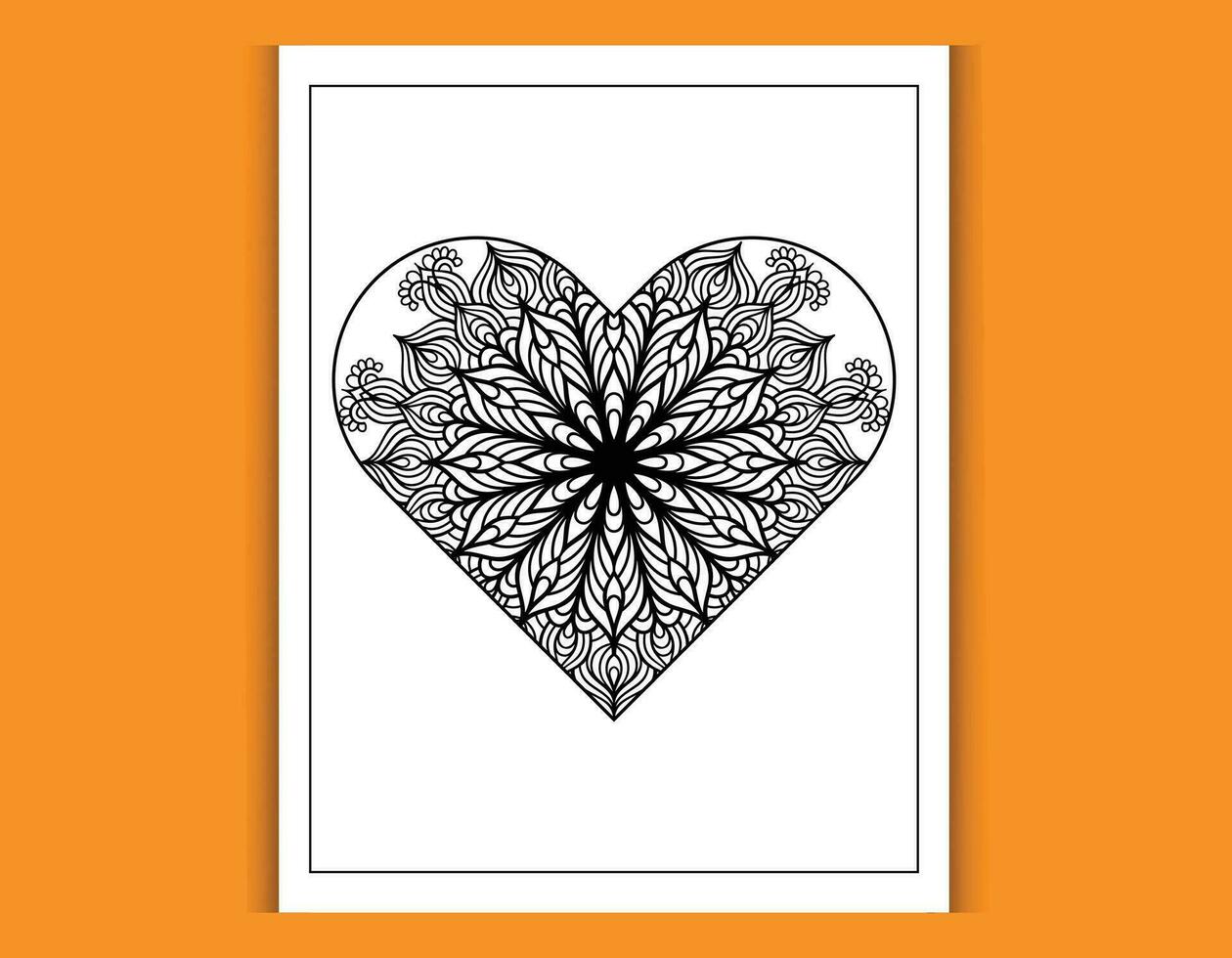 Heart Mandala Coloring Page Design Template vector