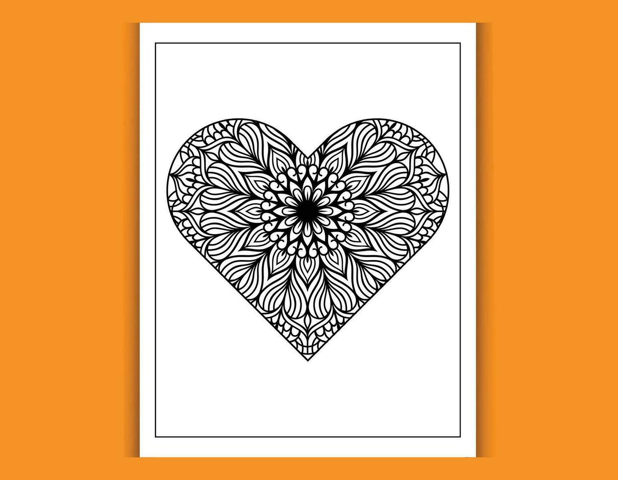 Heart Mandala Coloring Page Design Template vector