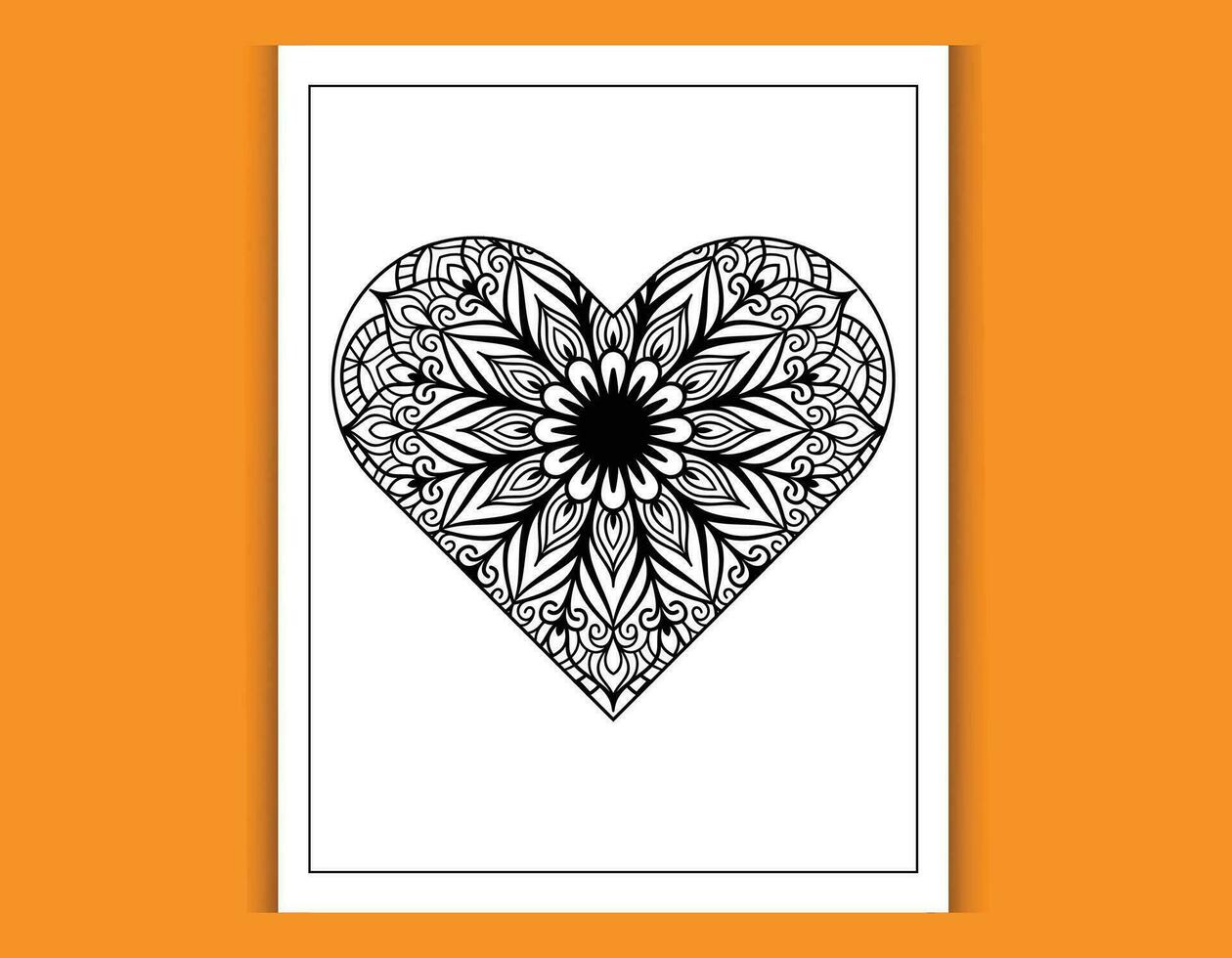 Heart Mandala Coloring Page Design Template vector