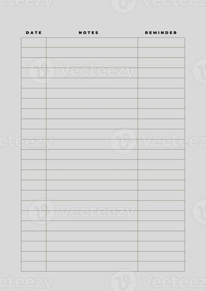 Notebook pages for notes and reminder. planner page template. Business organizer. Weekly schedule page. photo