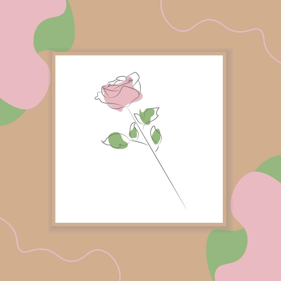 línea Arte dibujo de decorativo hermosa Inglés jardín Rosa con hojas y color lugares en el decorativo antecedentes vector