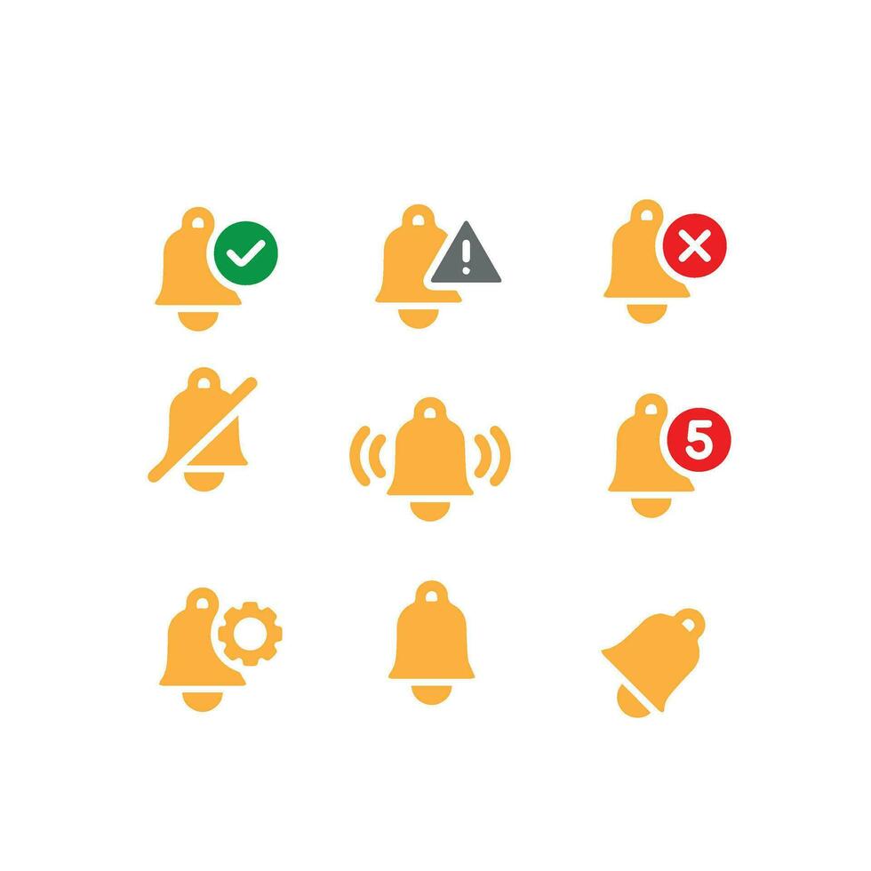 Notification bell icon set vector