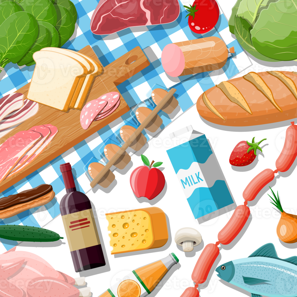 Fresh organic food and drinks. png