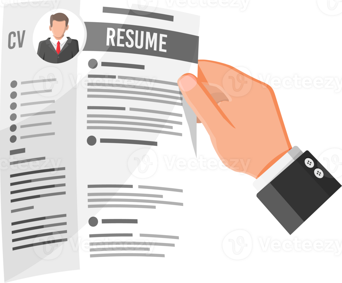 Hand holding job application. png