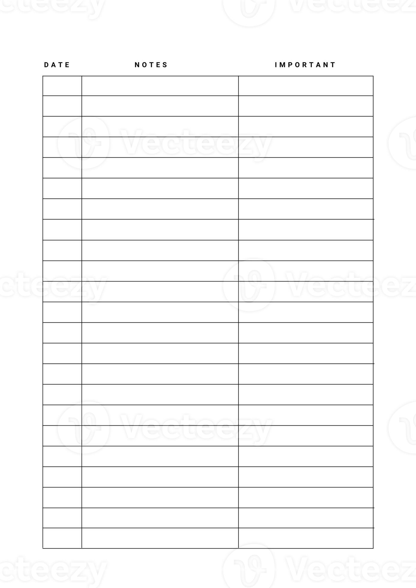 Notebook pages for notes. To do list. Personal planner page template