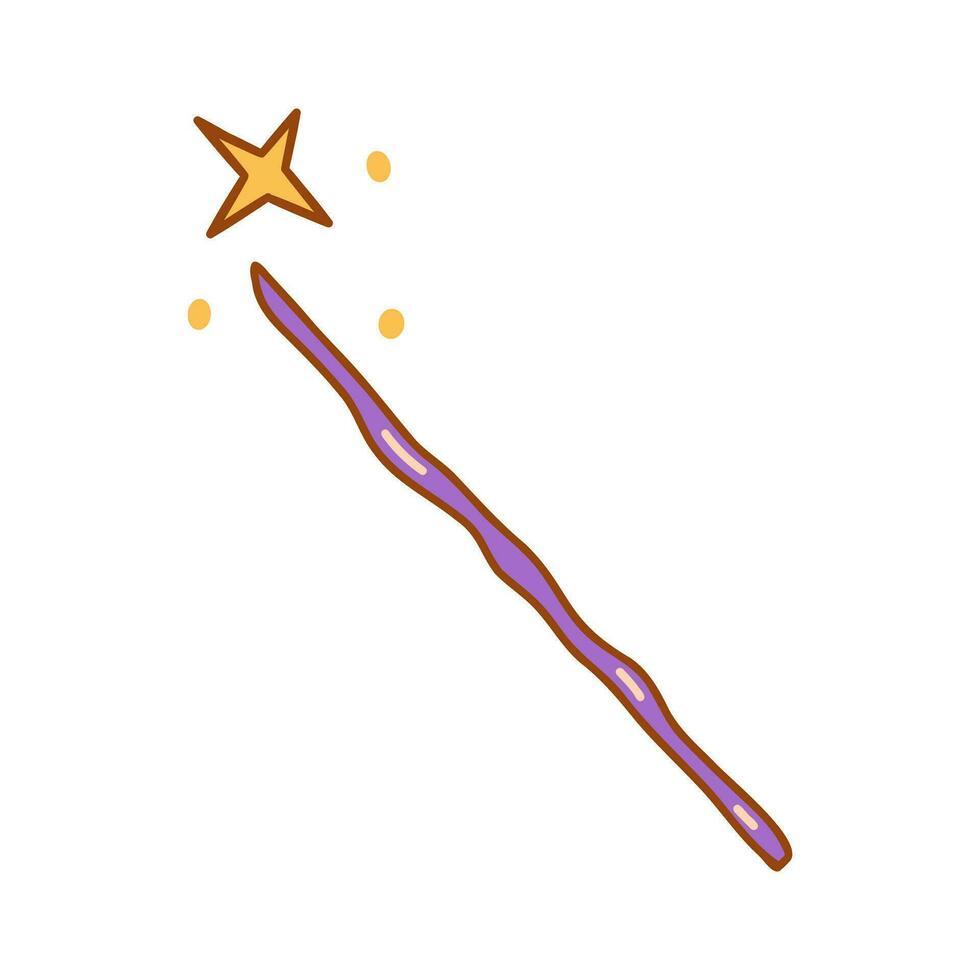 Magic purple wand. Vector doodle clip art