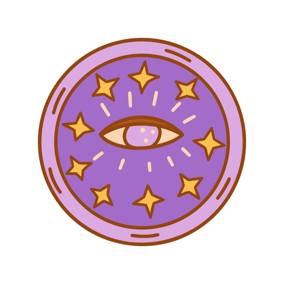 Stylish purple plate with third eye in center vector