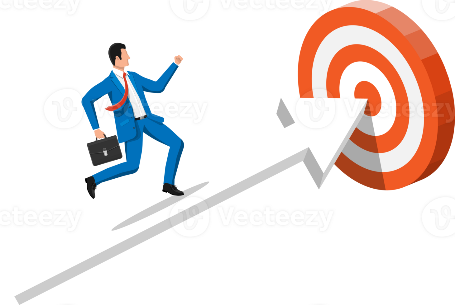 Businessman on chart ladder is fast running png