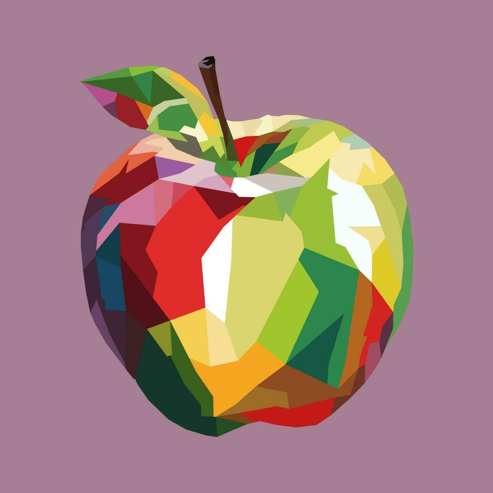 apple fruit drawn using WPAP art style, pop art. vector