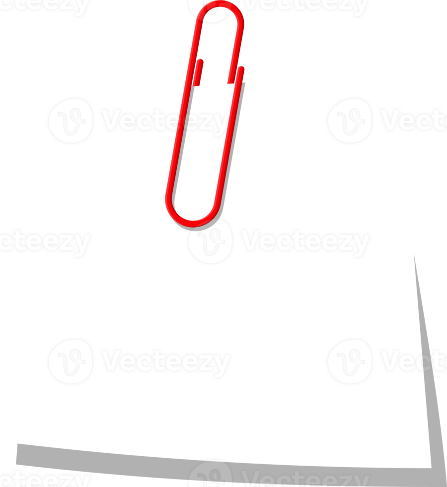 Empty paper sheet hanging with paper clip. png