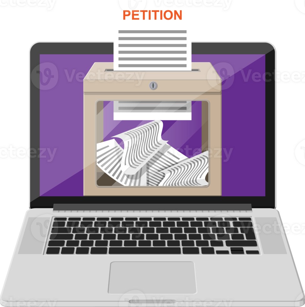 Petition box, document on laptop screen. png