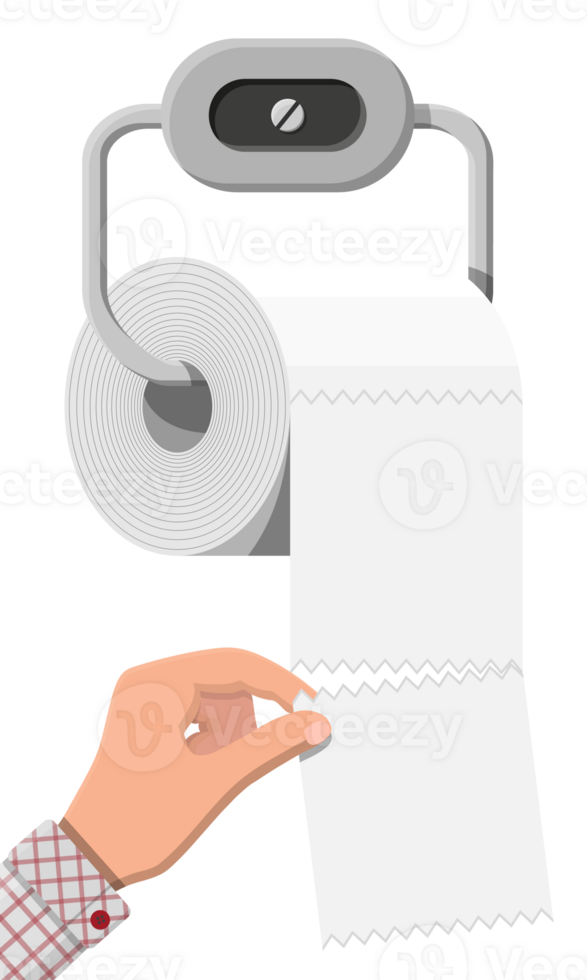 White roll of toilet paper on holder. png