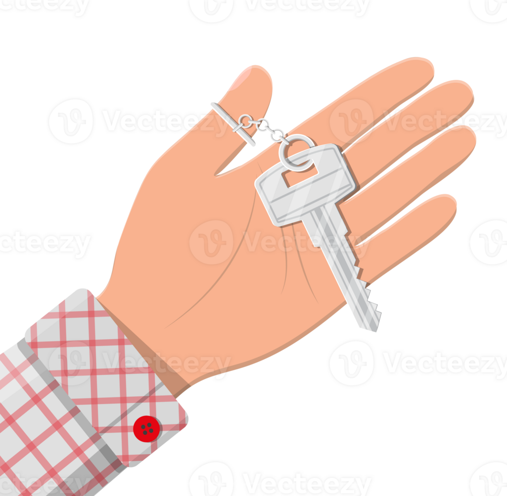 Hand with metal key. png