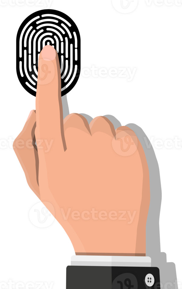 Black and white fingerprint with hand. png
