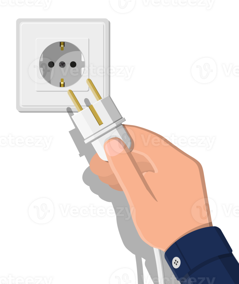 Electrical outlet and hand with plug. png