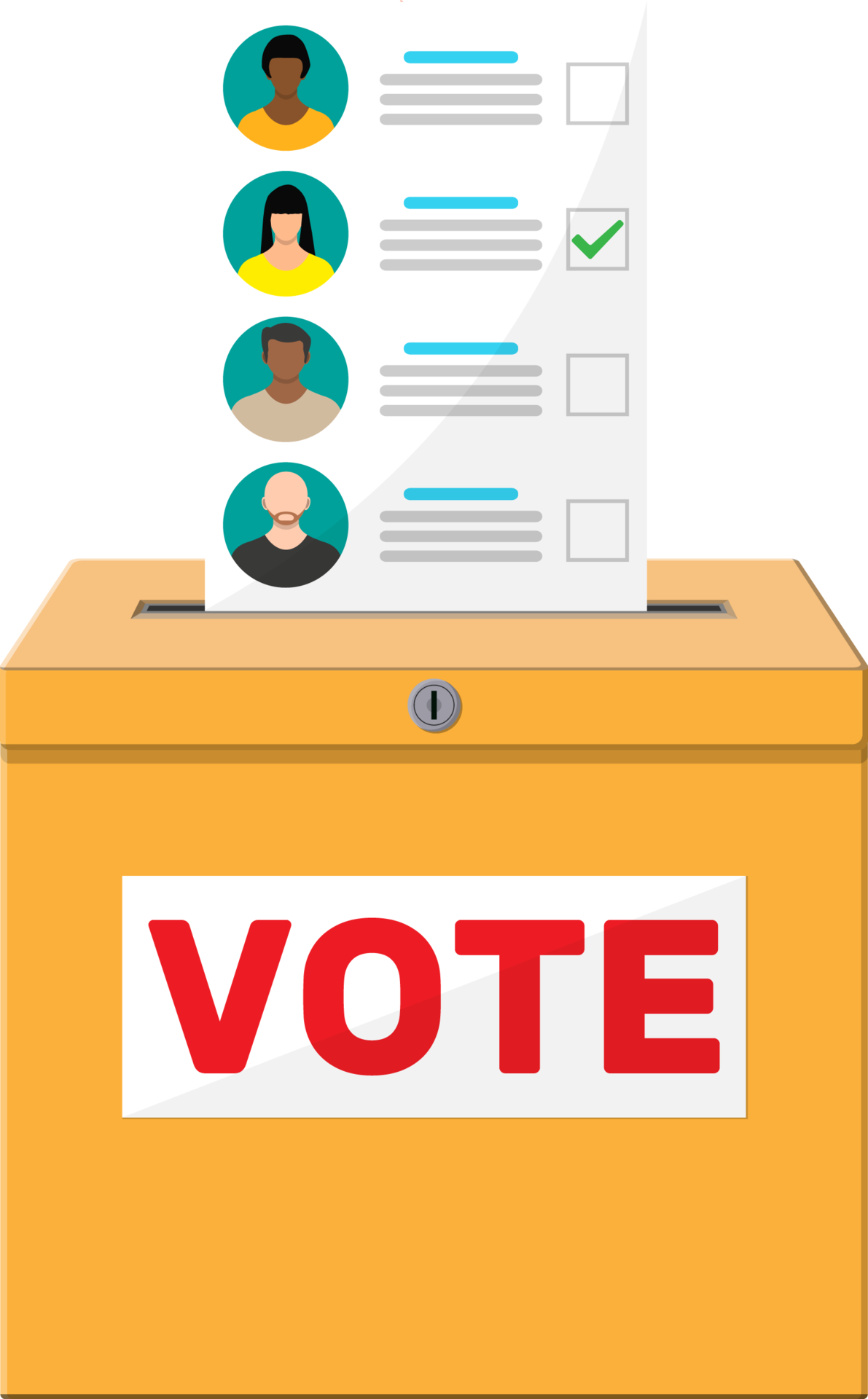 Ballot paper with candidates. 35773574 PNG