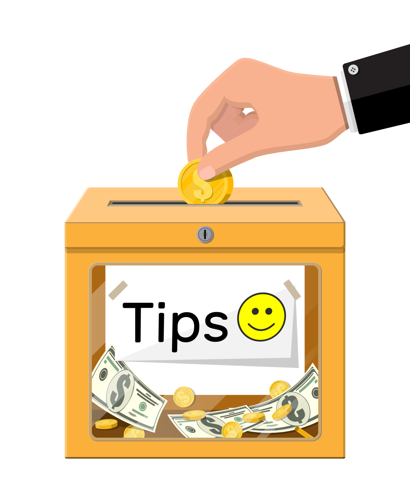 Tip box full of cash. 35773622 PNG