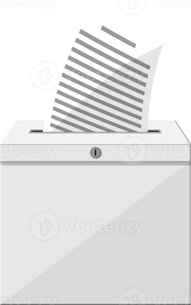 Ballot box. Container with lock full of documents png