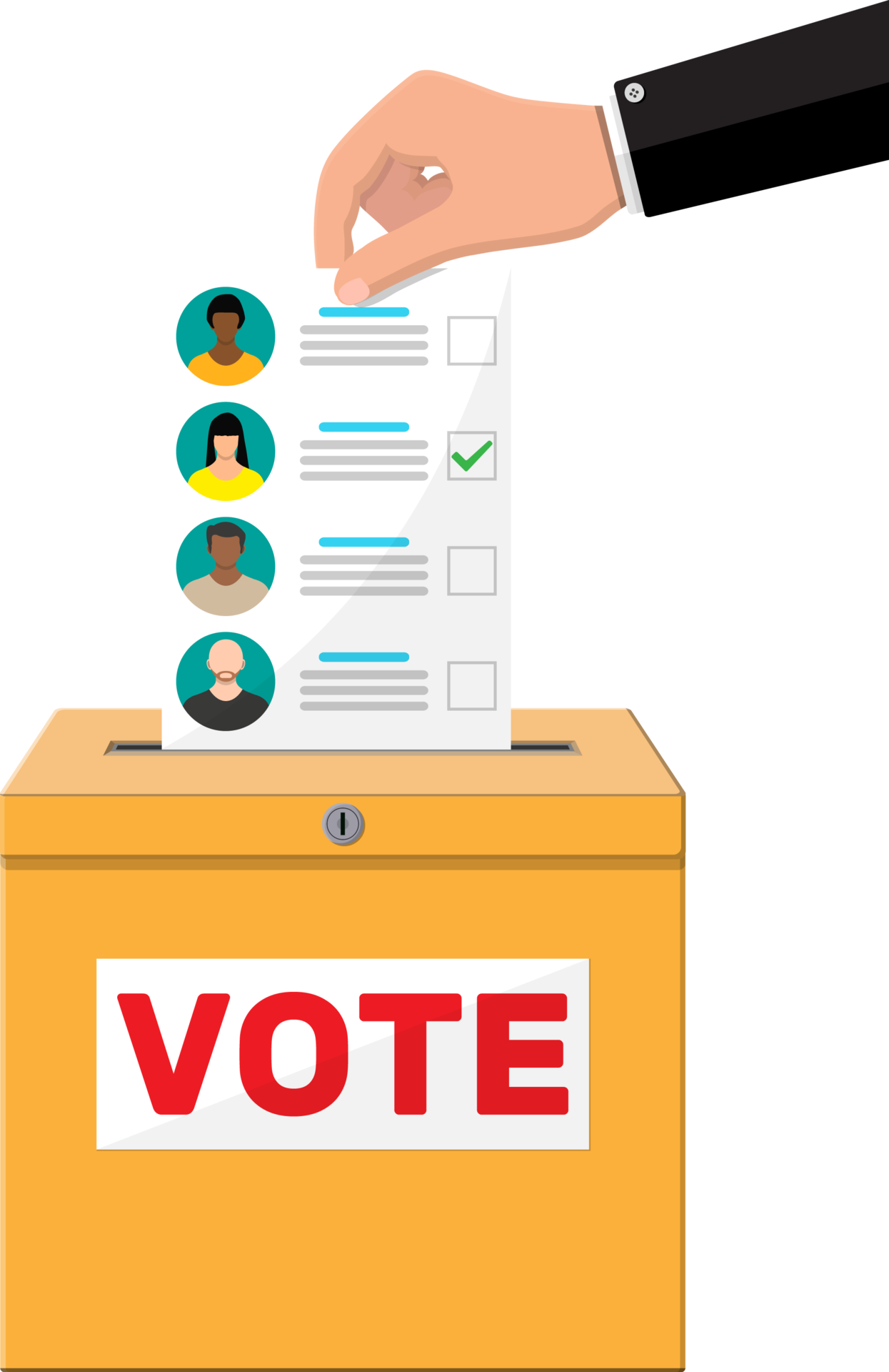 Ballot paper with candidates. 35773647 PNG