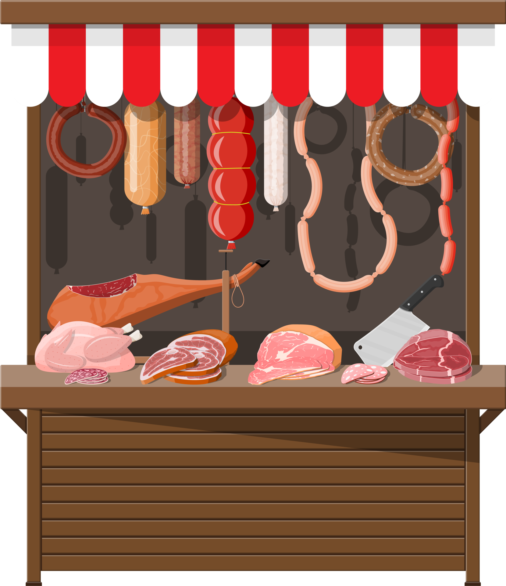 Meat street market. Meat store stall. 35773686 PNG