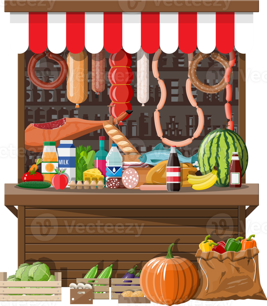 Market store interior with goods. png