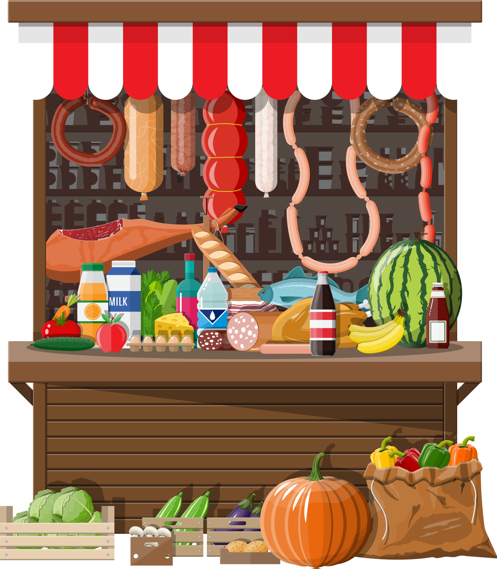 Market store interior with goods. 35773696 PNG