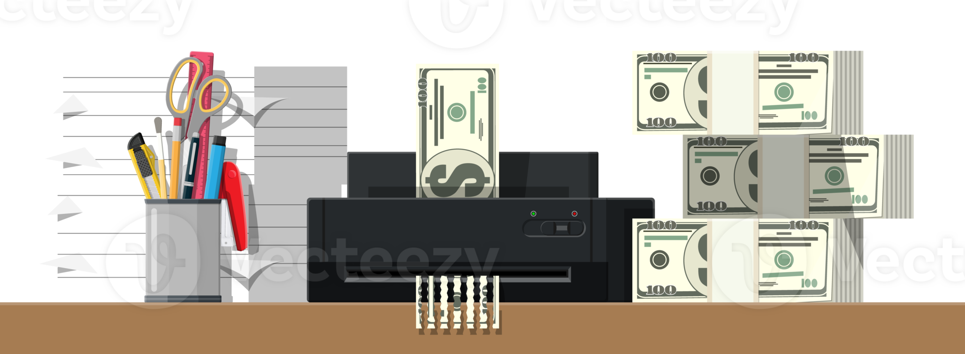 Hand Putten Dollar Banknote im Aktenvernichter Maschine png